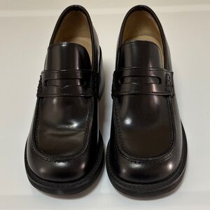 Steve Madden Black Leather Slip-On Loafers